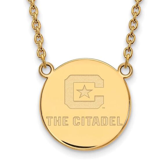 14K Yellow Gold The Citadel Large Disc Necklace, 18 Inch - Picture 1 of 5